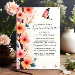 At Wood Tree Pink Girly Cherry Blossom Quinceanera