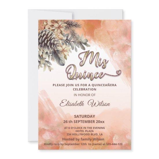 Autumn floral blushed cantaloupe watercolor quince