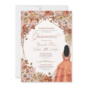 Autumn Rust Dried Floral Fall Leaves Quinceanera