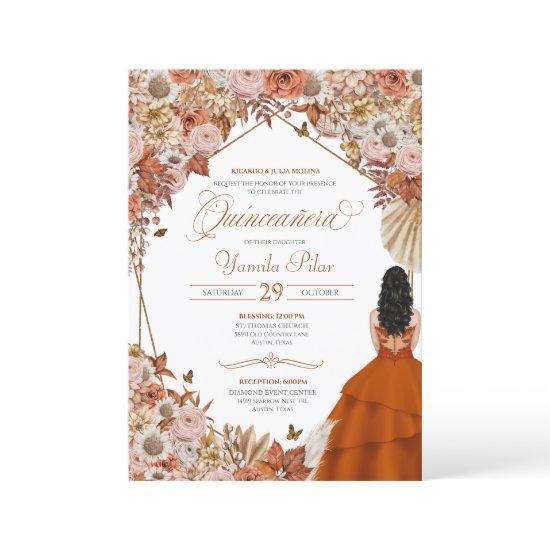 Autumn Rust Orange Leaves Quinceanera