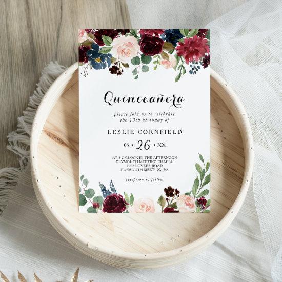 Autumn Rustic Burgundy Quinceañera Birthday Party