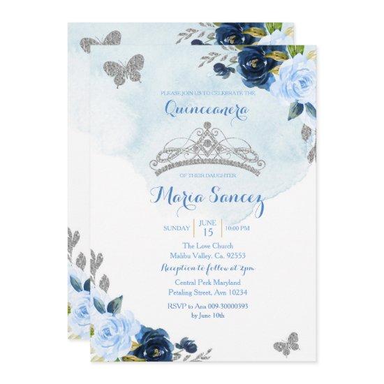 Baby Blue and Navy Butterfly Charra 15th Anos 3