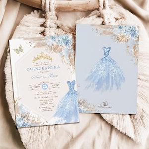 Baby Blue Boho Floral Quinceañera 15th Birthday