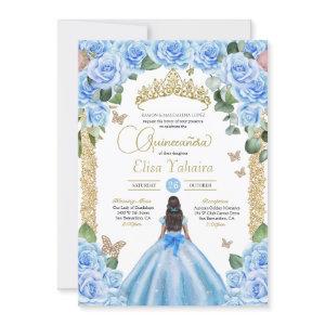 Baby Blue Butterfly Princess Dress Quinceanera