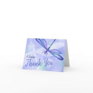 Baby Blue Dragonfly Bat Mitzvah Thank You Card
