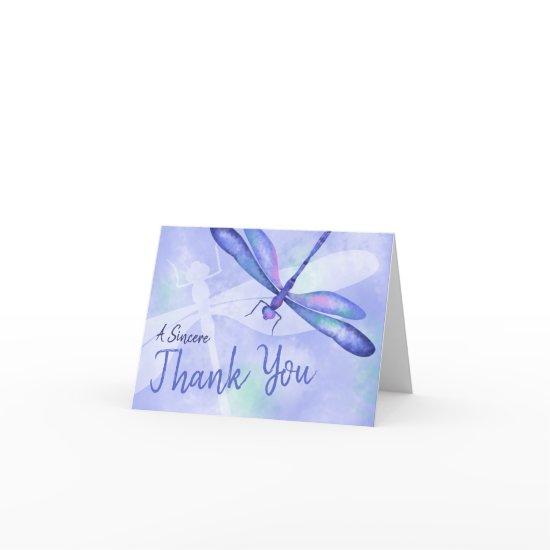 Baby Blue Dragonfly Bat Mitzvah Thank You Card