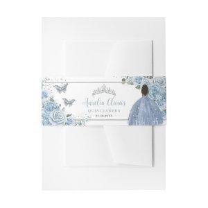 Baby Blue Floral Brown Tan Princess Quinceanera  Belly Band