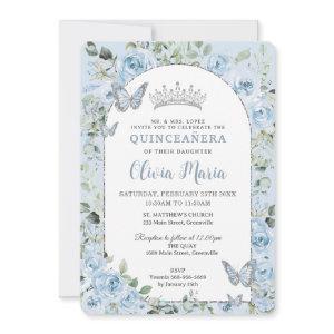 Baby Blue Floral Butterflies Quinceañera Photo