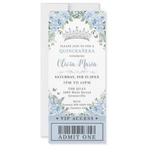 Baby Blue Floral Butterfly Quinceañera VIP Ticket