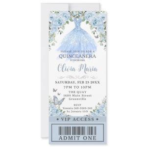 Baby Blue Floral Gown Dress Quinceañera VIP Ticket