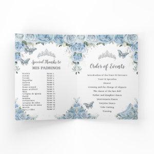 Baby Blue Floral Quinceañera Padrinos Court Honor Program