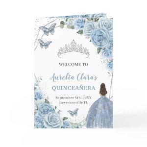 Baby Blue Floral Quinceanera Princess Butterflies  Program