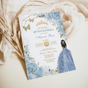 Baby Blue Gold Quinceañera Butterfly Princess