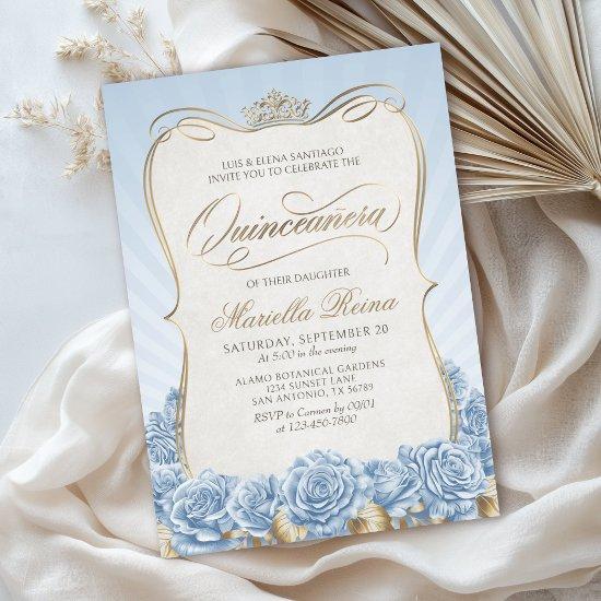 Baby Blue Gold Quinceañera