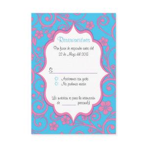 Baby Blue & Light Pink Quinceañera spanish RSVP