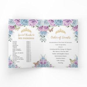 Baby Blue Lilac Floral Quinceañera Order of Events Program