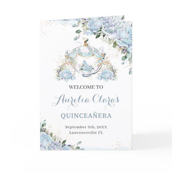 Baby Blue Princess Quinceañera Order of Event Program