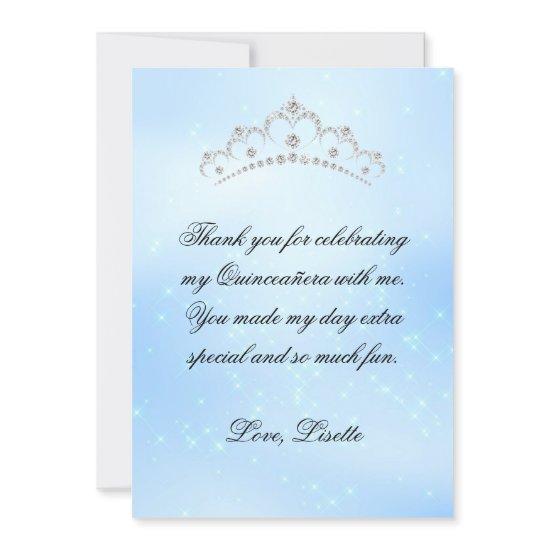 Baby Blue Quinceanera Add Photo Personalized Thank You Card