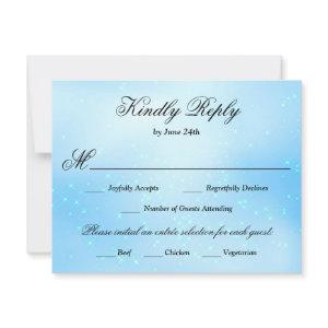Baby Blue Quinceanera Meal Choice RSVP Card