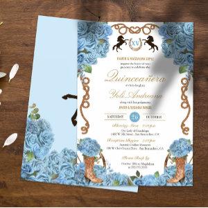 Baby Blue Rose Western Charra Quinceañera