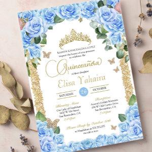 Baby Blue Roses & Butterfly Quinceanera