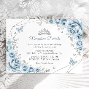 Baby Blue Silver Floral Quinceanera  Details Enclosure Card