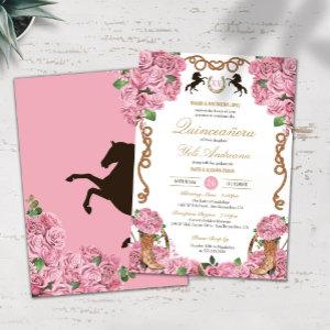 Baby Pink Roses Floral Western Charra Quinceanera