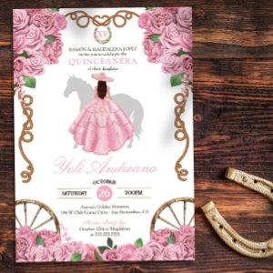 Baby Pink Roses Western Charro Quinceanera