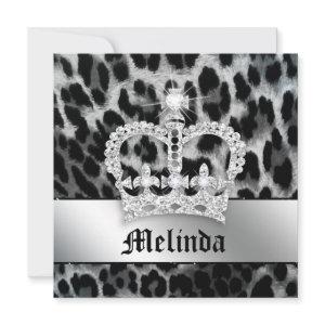 Bachelorette Party Invite Leopard Black Crown