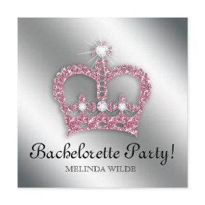 Bachelorette Party Pink Princess Crown Tiara Silve
