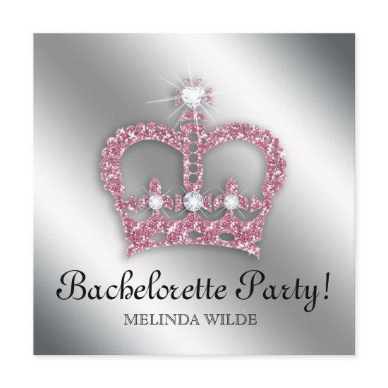 Bachelorette Party Pink Princess Crown Tiara Silve
