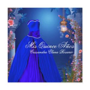 Ball Gown Royal Navy Blue Rose Quinceanera