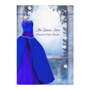 Ball Gown Royal Navy Blue Rose Quinceanera