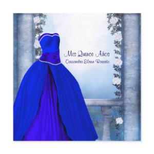 Ball Gown Royal Navy Blue Rose Quinceanera