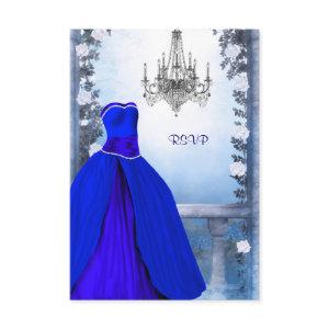 Ball Gown Royal Navy Blue Rose Quinceanera RSVP