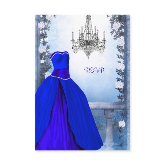 Ball Gown Royal Navy Blue Rose Quinceanera RSVP