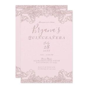 Ballerina Blush Pink Glitter Lace Quinceañera