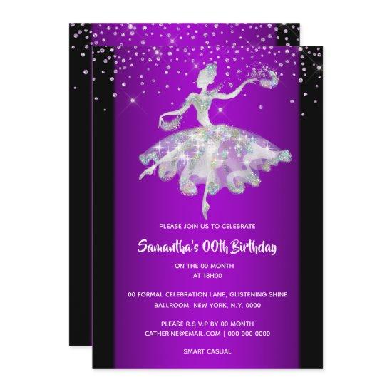 Ballerina dancing glitter purple girls party