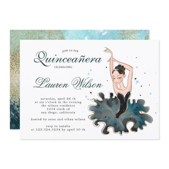 Ballerina emerald and gold Quinceanera