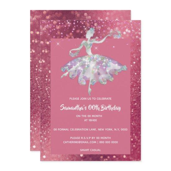 Ballerina pink glitter shiny girls birthday party