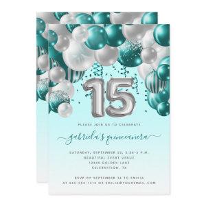 Balloon Arch Teal Silver Quinceañera