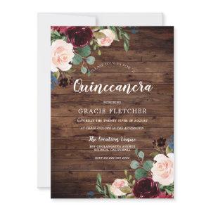 Barn Wood Rustic Burgundy Red Quinceanera Party