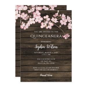 Barn Wood Sakura Pink Cherry Blossoms Quinceañera