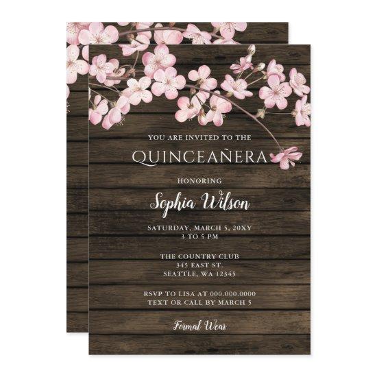 Barn Wood Sakura Pink Cherry Blossoms Quinceañera
