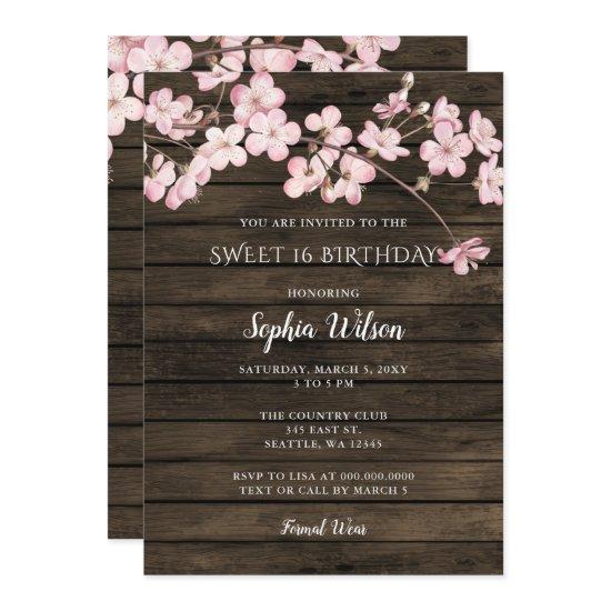 Barn Wood Sakura Pink Cherry Blossoms sweet 16