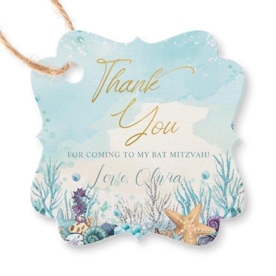 Bat Mitzvah Under the Sea Beach Ocean Birthday Favor Tags