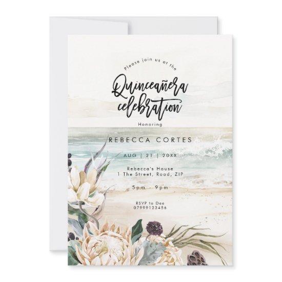 beach florals Quinceanera 15th birthday