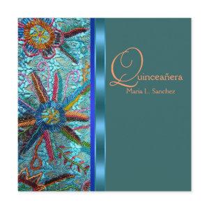 Beaded Turquoise Blue Orange Quinceanera