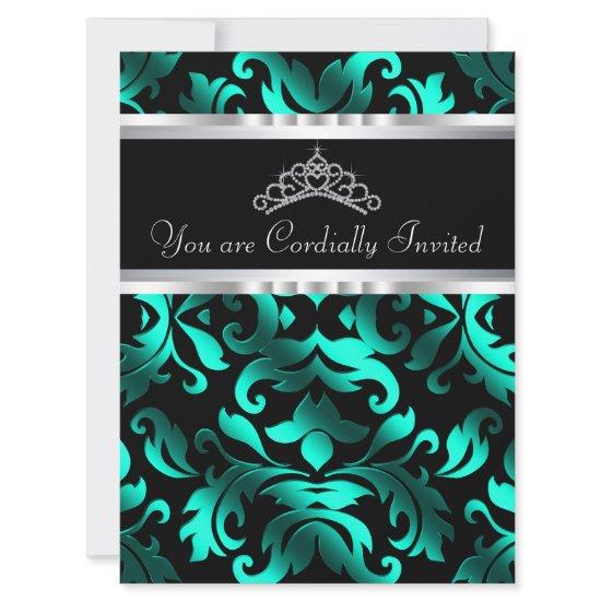Beautiful Black and Teal Blue Quinceanera