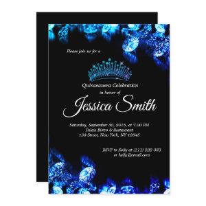 Beautiful Blue Diamond Quinceañera Invite